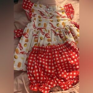 Lobster / crawfish and Gingham Baby Outfit